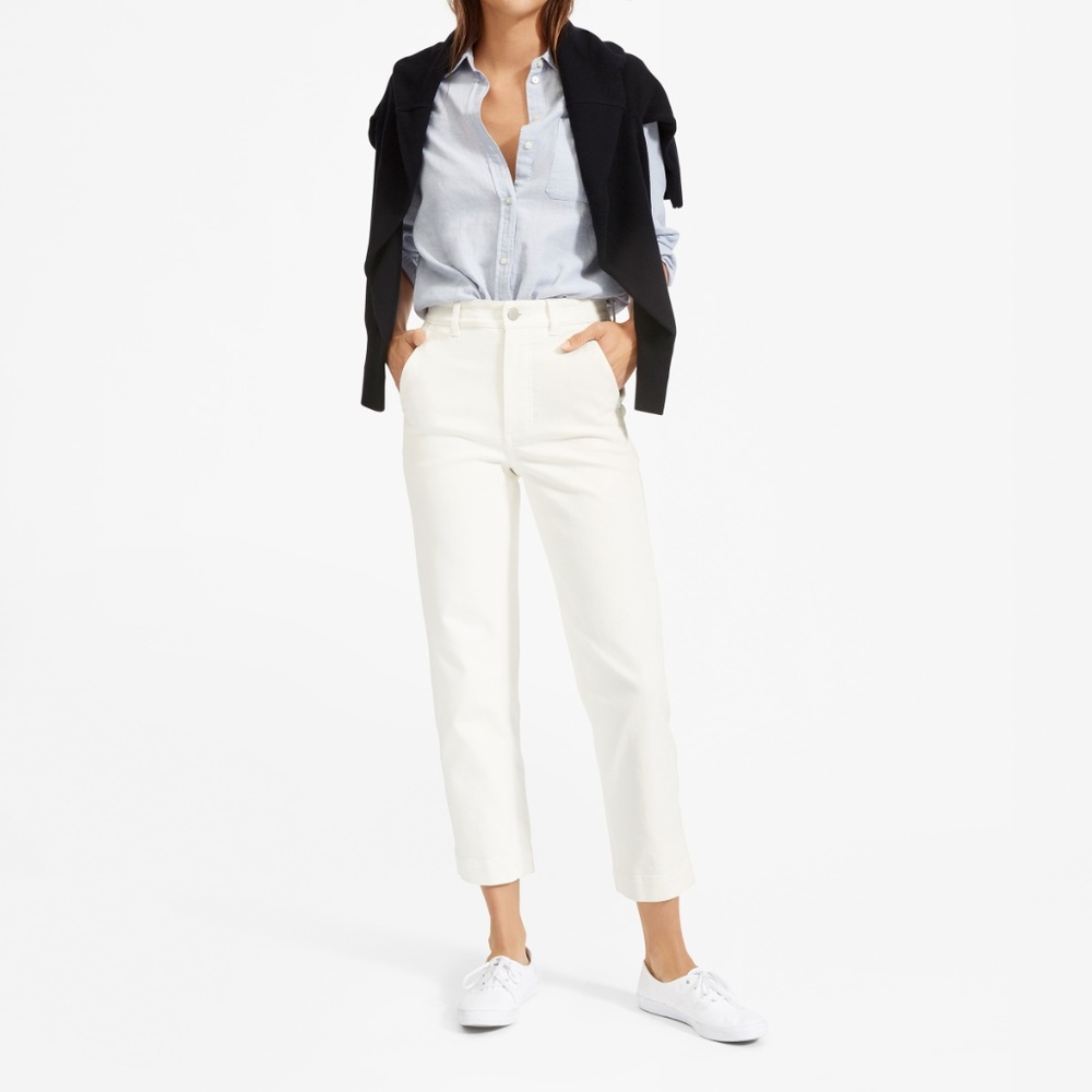 Everlane The Straight Leg Crop in White